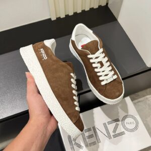 kenzo suede sneakers brown white