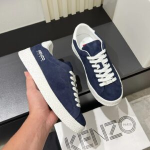 kenzo blue suede sneakers white accent