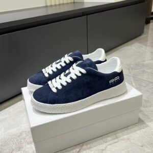 kenzo blue suede sneakers white accent