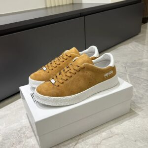 kenzo brown suede sneakers white accent