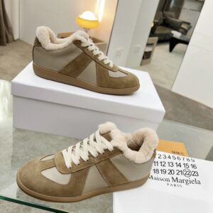 maison margiela mm6 shearling sneakers brown