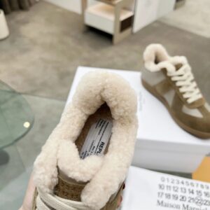 maison margiela mm6 shearling sneakers brown