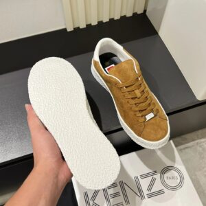 kenzo brown suede sneakers white accent