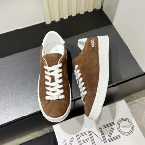 kenzo suede sneakers brown white
