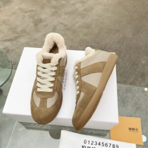 maison margiela mm6 shearling sneakers brown