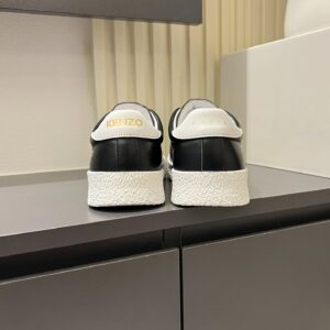 kenzo black leather sneakers white accent