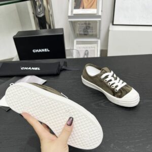 chanel vintage olive velvet sneakers