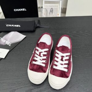 chanel vintage burgundy sneakers