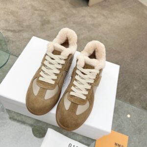 maison margiela mm6 shearling sneakers brown