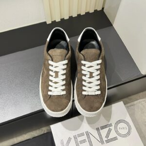 kenzo suede brown sneakers white accent