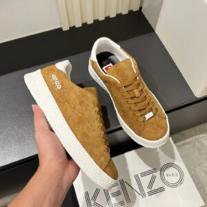 kenzo brown suede sneakers white accent
