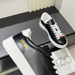 kenzo black leather sneakers white accent