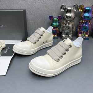 rick owens leather sneakers lvory