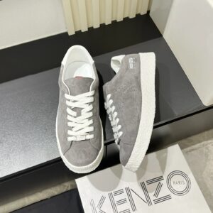 kenzo grey suede sneakers white accent
