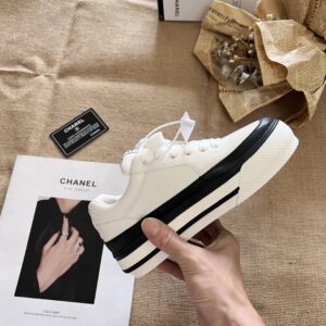 chanel panda low top sneakers white black
