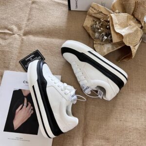 chanel panda low top sneakers white black