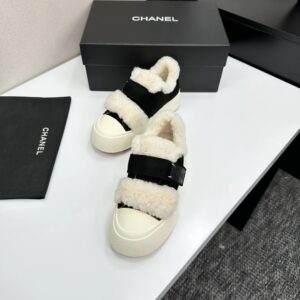 chanel shearling panda sneakers black