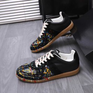 maison margiela colorful splash sneakers black