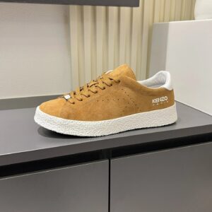 kenzo brown suede sneakers white accent