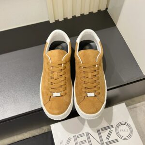 kenzo brown suede sneakers white accent