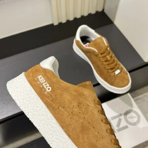 kenzo brown suede sneakers white accent