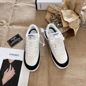 chanel panda low top sneakers white black