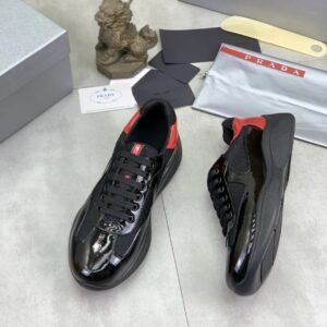 prada casual sneakers black red
