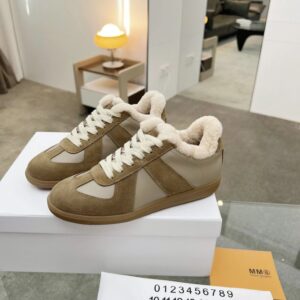 maison margiela mm6 shearling sneakers brown