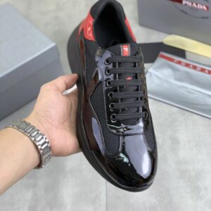 prada casual sneakers black red