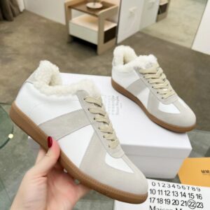 maison margiela mm6 shearling sneakers white