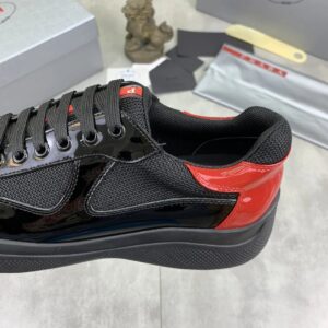 prada casual sneakers black red