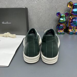 rick owens leather sneakers dark green