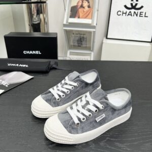 chanel vintage velvet sneakers grey
