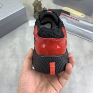 prada casual sneakers black red