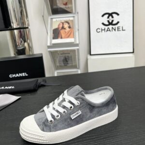chanel vintage velvet sneakers grey