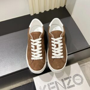 kenzo suede sneakers brown white