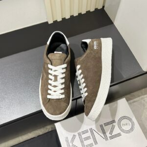 kenzo suede brown sneakers white accent
