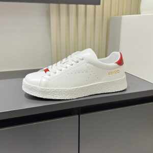 kenzo white leather sneakers red accent