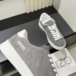 kenzo grey suede sneakers white accent