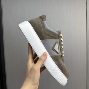 prada downtown suede re nylon sneakers beige