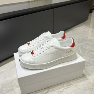 kenzo white leather sneakers red accent