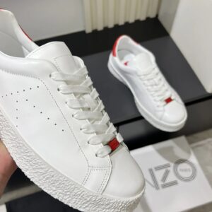 kenzo white leather sneakers red accent