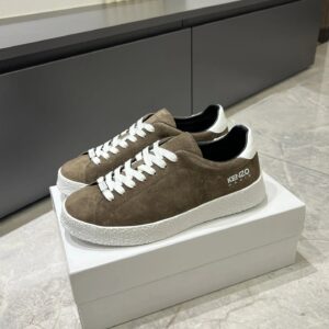kenzo suede brown sneakers white accent