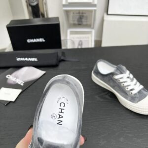 chanel vintage velvet sneakers grey