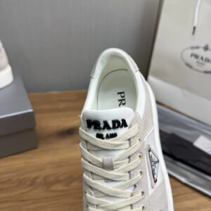 prada downtown suede re nylon sneakers off white