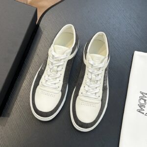 mcm skystream cubic monogram jacquard sneaker white grey