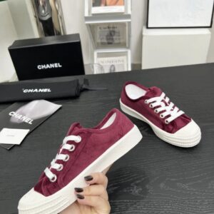 chanel vintage burgundy sneakers
