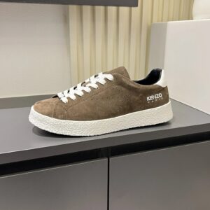 kenzo suede brown sneakers white accent