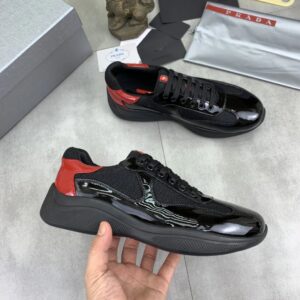 prada casual sneakers black red