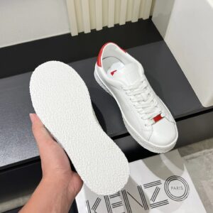 kenzo white leather sneakers red accent